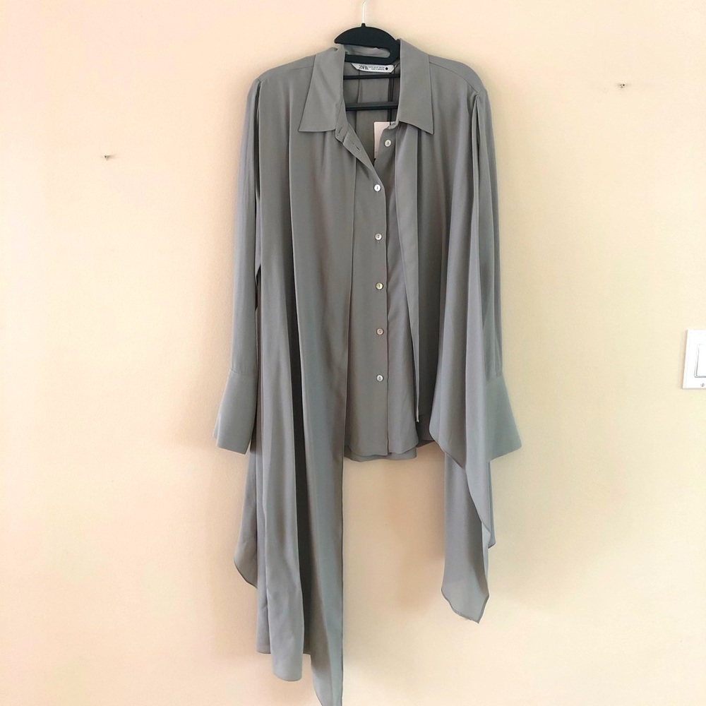 Zara tied asymmetric shirt